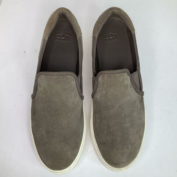UGG Australia Shoes Gray Suede Leather Jass Sneakers Slip Flats On Women Sz 11 - Picture 7 of 10